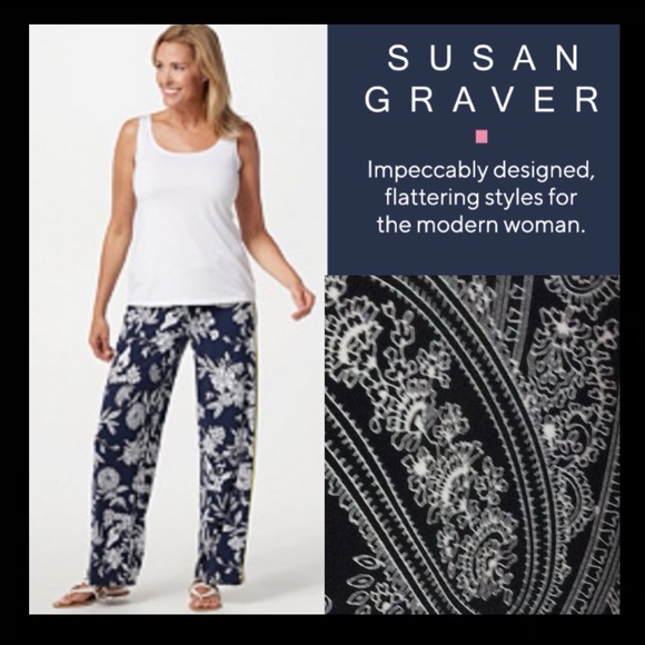 Susan Graver Knit Wide Leg Pants 